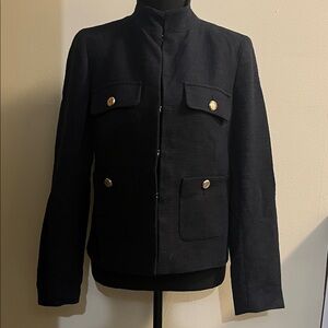Zara Navy Military Jacket with Gold Accents